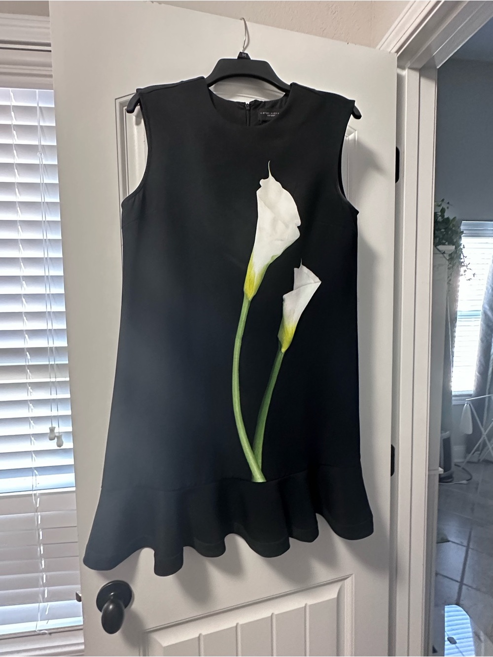 Black Sleeveless Floral Calla Lily Dress